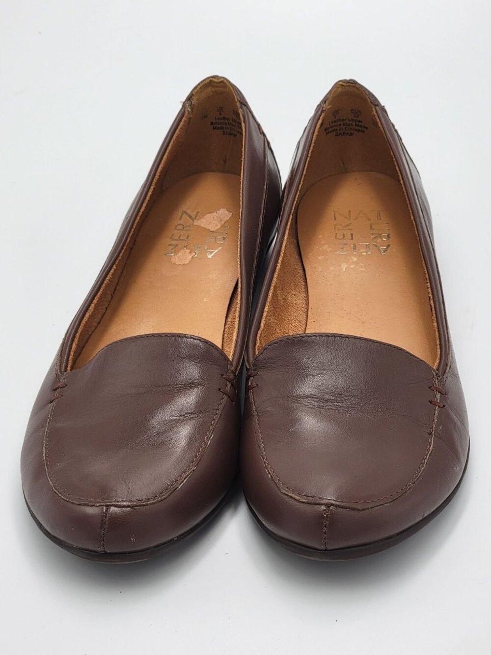 Naturalizer Womens Brown Leather Loafers Size 7M Slip-On Comfort Shoes